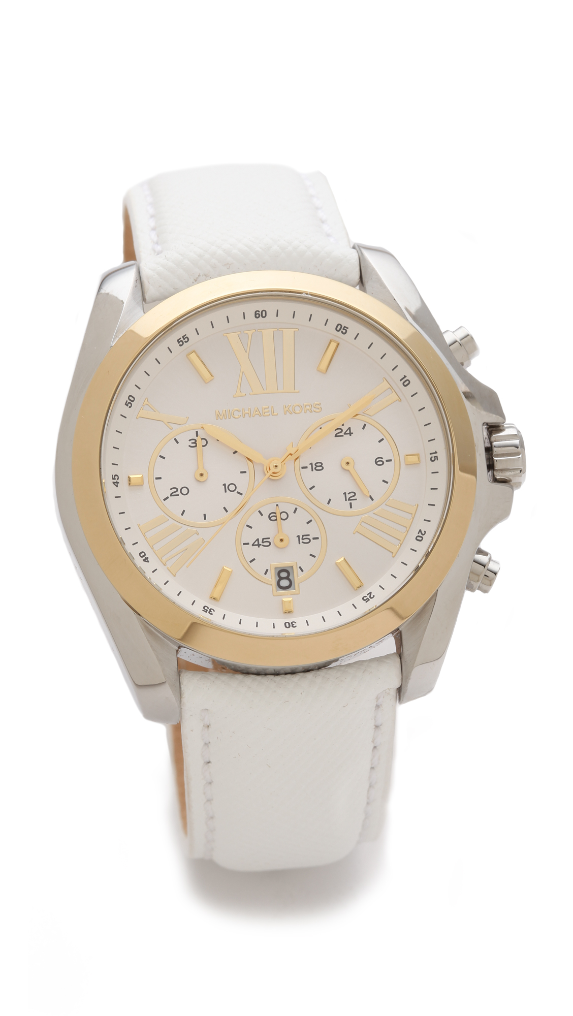 Michael Kors Leather Bradshaw Watch in White