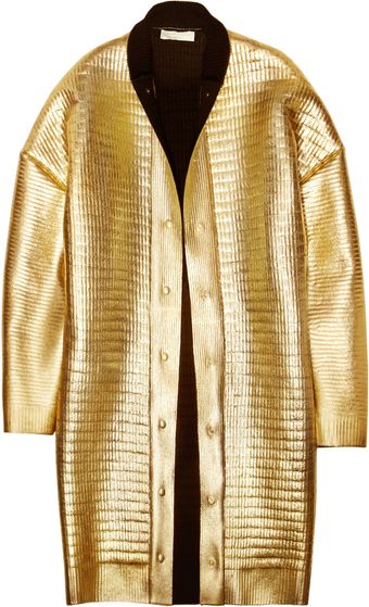 Stella McCartney Metallic Foilcovered Wool Coat - Lyst