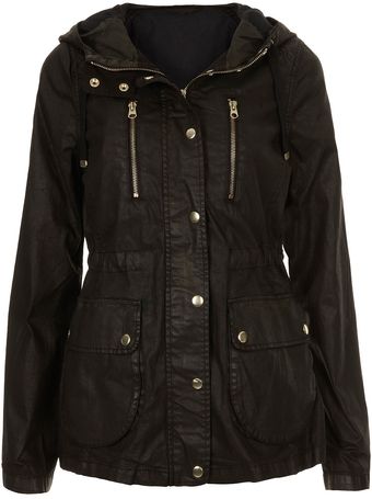 Topshop Wax Lightweight Talbot Jacket - Lyst