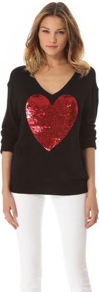 Wildfox Sequin Heart Sweater - Lyst