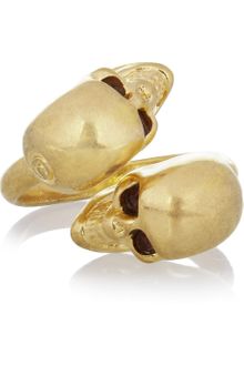 Alexander McQueen Goldtone Swarovski Crystal Skull Ring - Lyst