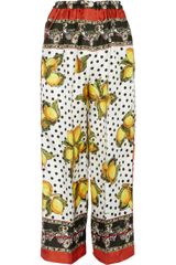 Dolce & Gabbana Printed Silk Cropped Wide-leg Pants