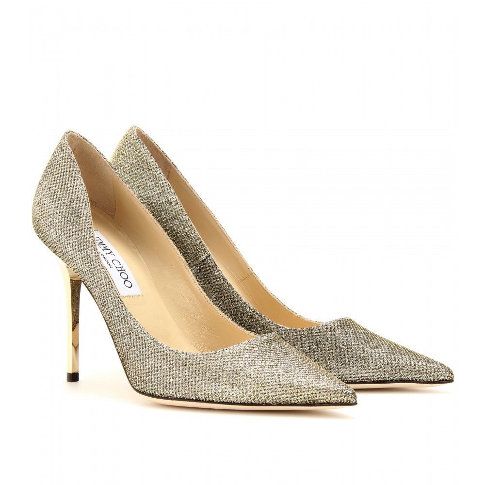 jimmy choo gold glitter pumps