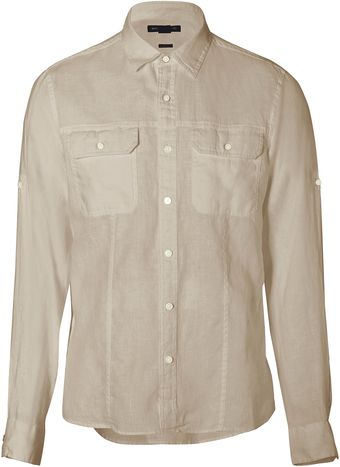 Michael Kors Putty Two Pocket Linen Shirt - Lyst