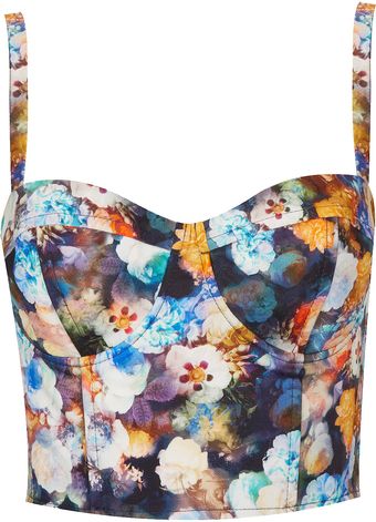 Topshop Multi Flower Print Corset - Lyst