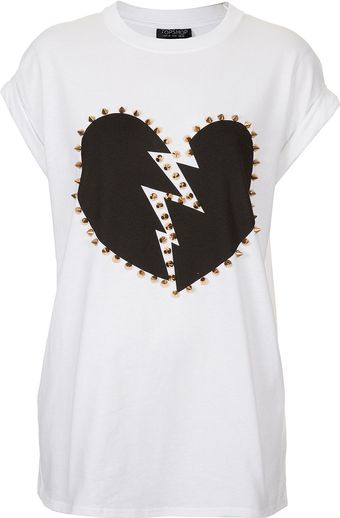 Topshop Broken Heart Stud Tee - Lyst