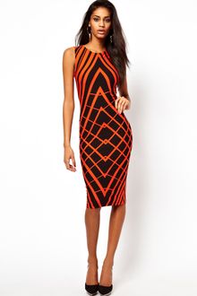  Bodycon Dress on Asos Red Midi Bodycon Dress In Rib With Lace