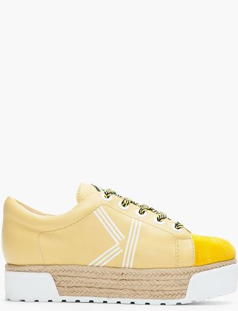 Kenzo Yellow Leather Sneeky Espadrille Platform Sneakers - Lyst
