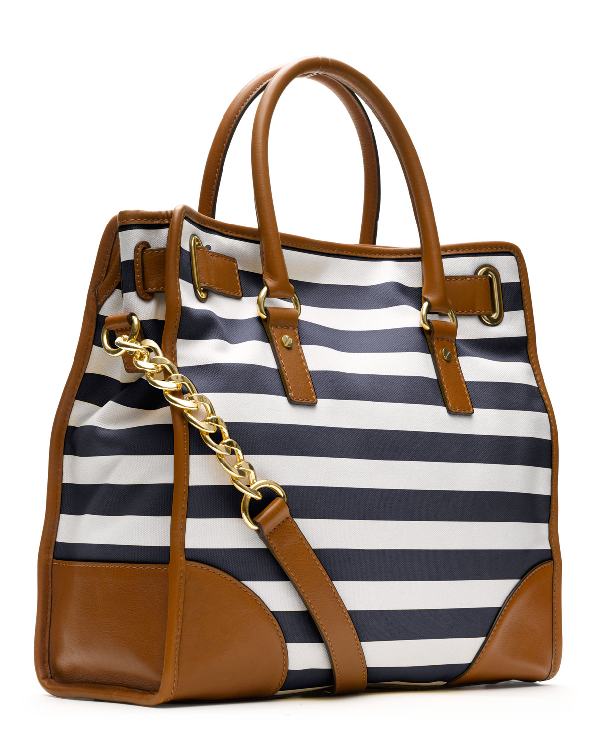 Michael Kors Large Hamilton Striped Canvas Tote in Blue (navy)