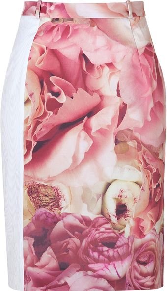 Preen Peony Print Stretch Pencil Skirt - Lyst