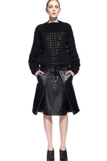 Alexander Wang Pleat Front Leather Skirt - Lyst