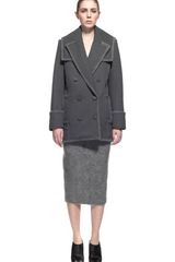 Alexander Wang Peacoat with Layered Lapel Mohair Trim