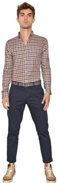 Aquascutum Checked Cotton Button Down Shirt - Lyst