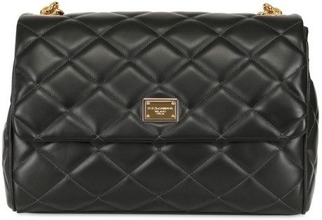 Dolce & Gabbana Quilted Nappa Leather Kate Shoulder Bag in Black | Lyst