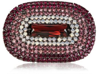 Halaby Magenta Swarovski Pavé Ring - Lyst