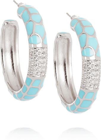 Kenneth Jay Lane Rhodiumplated Cubic Zirconia Hoop Earrings - Lyst
