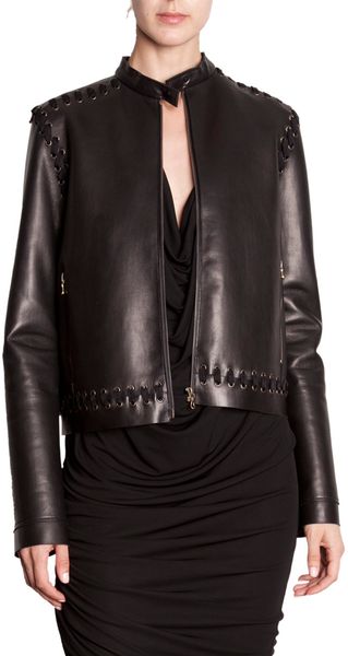 Lanvin Laced Leather Jacket - Lyst