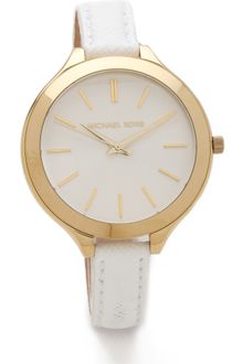 Michael Kors Leather Slim Runway Watch - Lyst