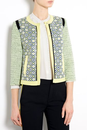 MSGM Graphic Raffia Patchwork Jacket - Lyst