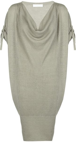 Nicole Farhi Linen Draped Knit Dress - Lyst