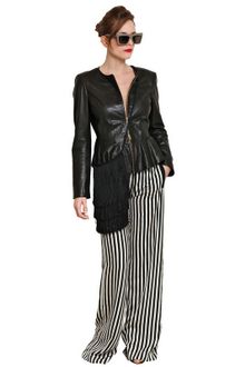 Space Leather Peplum Biker Jacket - Lyst