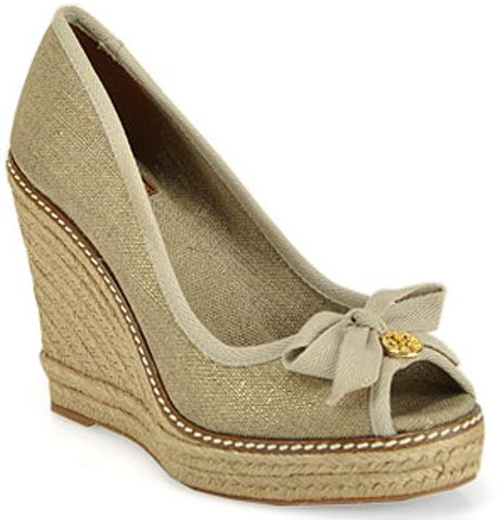 Tory Burch Jackie Gold Canvas Espadrilles in Gold | Lyst