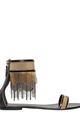 Versace 10mm Metal Fringe Leather Flats