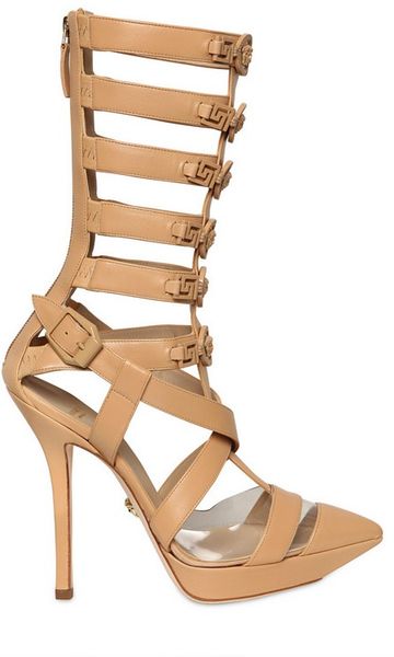 Versace 110mm Leather Gladiator Sandal Boots in Brown (nude) | Lyst