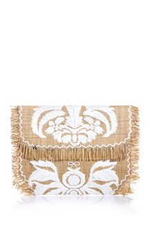 Anya Hindmarch Straw Raffia Embroidered Clutch - Lyst