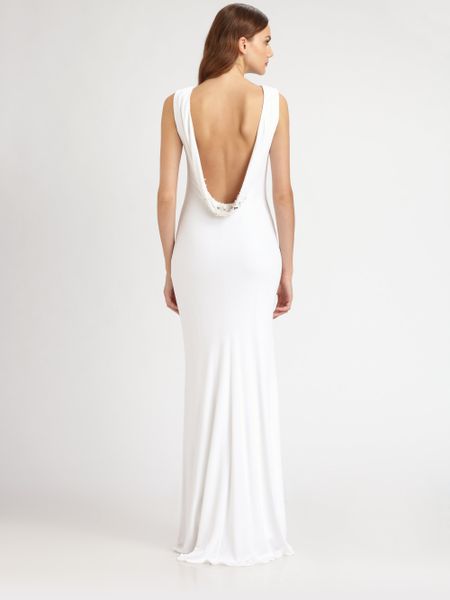 ivory beaded evening gown