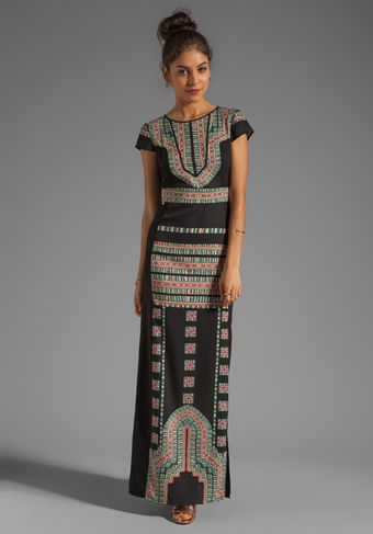 BCBGMAXAZRIA Embroidery Maude Maxi Dress in Black Combo - Lyst