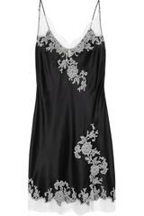 Carine Gilson Lace Appliqué Silk-satin Chemise