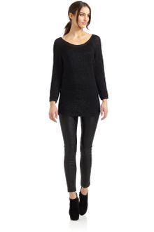 Catherine Malandrino Metallic Sheer Knit Sweater - Lyst