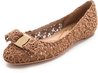 Ferragamo Bombay Lace Ballet Flats - Lyst