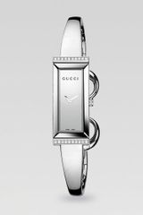 Gucci Gframe Diamond Stainless Steel Rectangular Watch