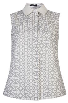 Jil Sander Navy Sleeveless Print Shirt - Lyst