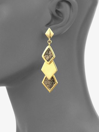 Kara By Kara Ross 14k Goldplated Snake Skin Inlaid Earrings - Lyst