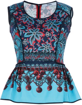 Prabal Gurung Floral Print Peplum Top - Lyst