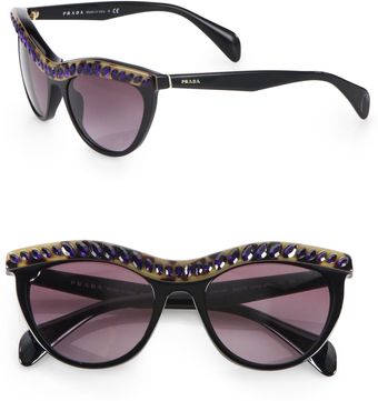 Prada Crystal Catseye Sunglasses - Lyst