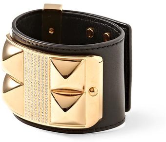 Rebecca Minkoff Studded Pavé Leather Bracelet - Lyst