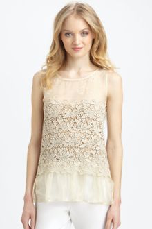 RED Valentino Silk Organza Lace Top - Lyst