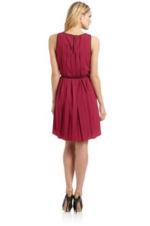 Sachin & Babi Varna Pleated Leather Trim Dress - Lyst