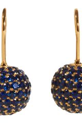 Shamballa Jewels Pave Sapphire Ball Drop Earrings