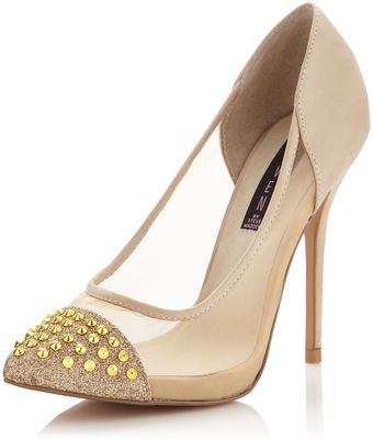 Steven By Steve Madden Miguell Mesh Glitter Studded Toe Pump - Lyst