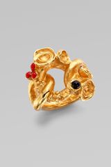 Yves Saint Laurent Arty Enamel Accented Goldtone Ring