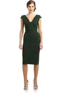 Zac Posen Cap-sleeve Pleat Trim Dress - Lyst