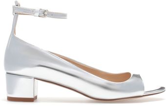 Zara Wide Shiny Heel Sandal - Lyst