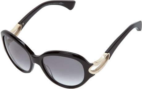 Alexander Mcqueen Oval Sunglases with Case in Black | Lyst