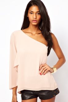 ASOS Collection Asos Top with One Shoulder and Angel Sleeve - Lyst