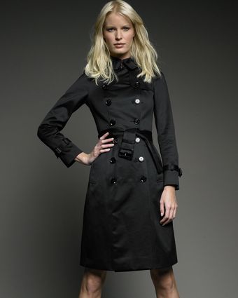 Burberry Prorsum Sateen Trench Coat Black - Lyst